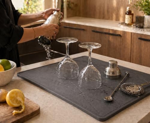 Large Stone Dish Drying Mat for Kitchen Counter, Quick Dry Diatomaceous Earth