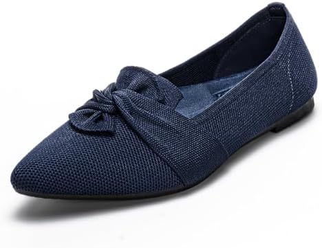 HONHOLD Women's Pointed Toe Flats Breathable Knit Ballet Flats