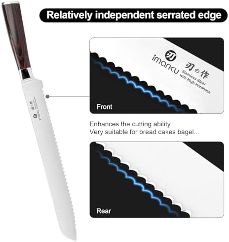 imarku Bread Knife, 10 In German Professional Homemade Bread Slicing Knife