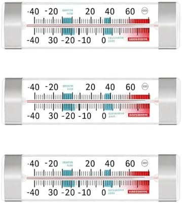 Refrigerator Freezer Thermometer 3 Pack, Easy Read Dial Fridge Thermometer