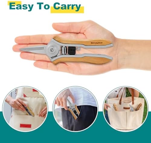 Berry&Bird Mini Pruning Shears for Gardening Straight Blades Hand Pruners