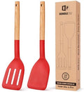 BUNDLEPRO Silicone Spatula, Solid & Slotted Turner, 2 Pack