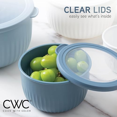COOK WITH COLOR Prep Bowls with Lids- Wide and Deep Nesting Plastic Small