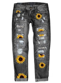 American Flag Pants - Astylish Womens Plaid Patch Ripped Boyfriend Distressed Stretch Skinny Denim Jeans with Hole