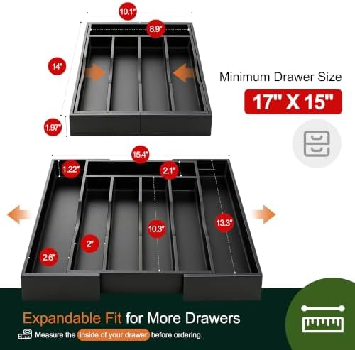 Expandable Bamboo Kitchen Drawer Organizer