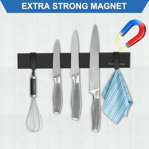 Magnetic Knife Holder for Wall, 10 Inch black Magnetic Knife Strip no Drilling