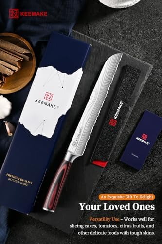 KEEMAKE 8 Inch Bread Knife for Homemade Bread, Serrated Sourdough Knife