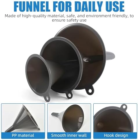 Plastic Kitchen Funnel Set of 3, Round Kitchen Funnels