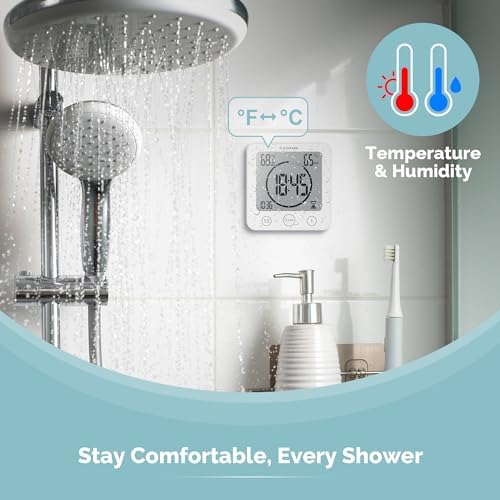 KADAMS Shower Clock Waterproof Bathroom Timer – Digital Wall Clock