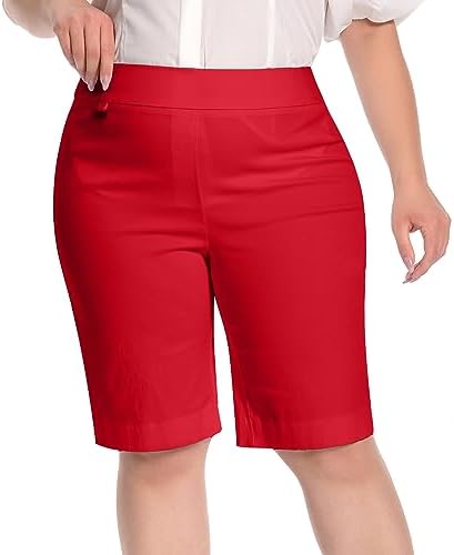 Jenna Rose Women's Pull-On Dress Shorts w/D-Ring – Work & Office Casual