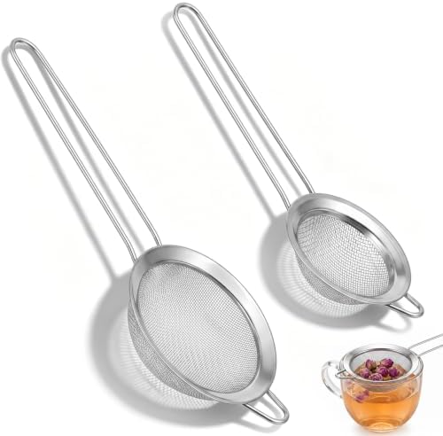 2pcs Small Mesh Strainer 3.3" Stainless Steel Fine Sieve Strainer