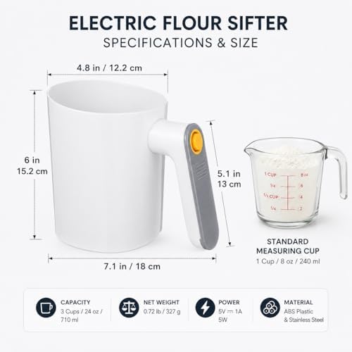 STOBAZA Electric Flour Sifter Battery Operated Handheld Baking Tool