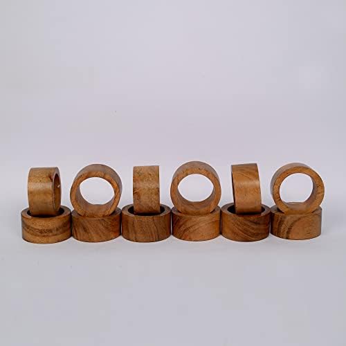 SAMHITA Handmade Acacia Wood Napkin Ring Set of 12