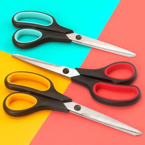 LONGKEY 8.5" Scissors 3-Pack, Ultra Sharp Stainless Steel