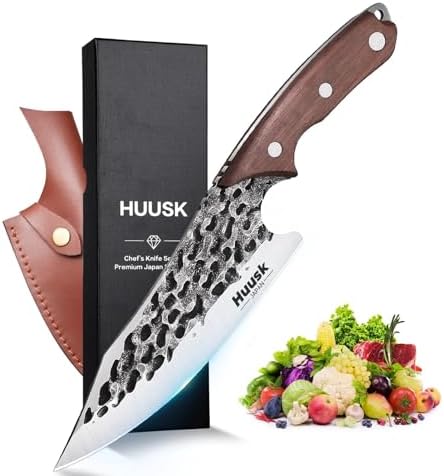 Huusk Japanese Chef Knife with Sheath, Hand Forged Cooking Knives