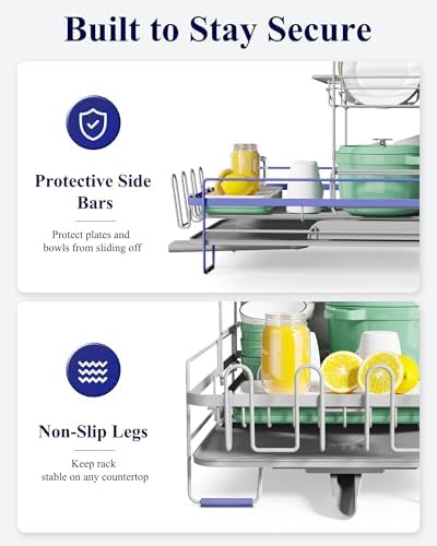 Kitsure Extendable Dish Drying Rack, 19.2"-26.7" L x 12.9" W
