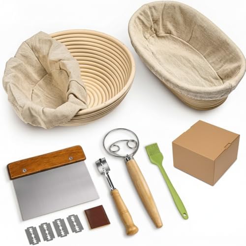 Premium Bread Proofing Basket Set – 9" Round & 10" Oval Sourdough Baskets