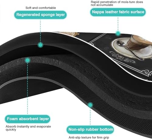 Coffee Bar Mat Accessories for Countertop Super Absorbent Anti-Slip Silicone