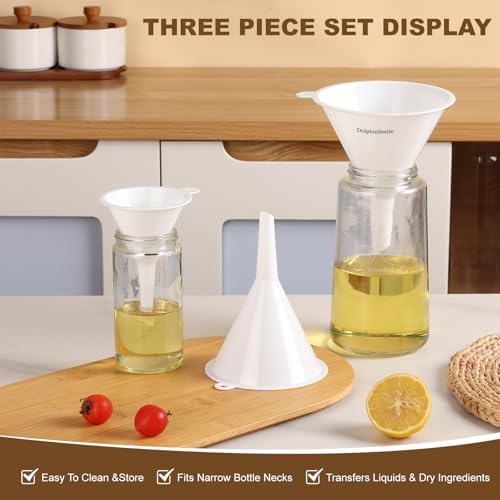 Plastic Kitchen Funnel Set of 3, Round Kitchen Funnels