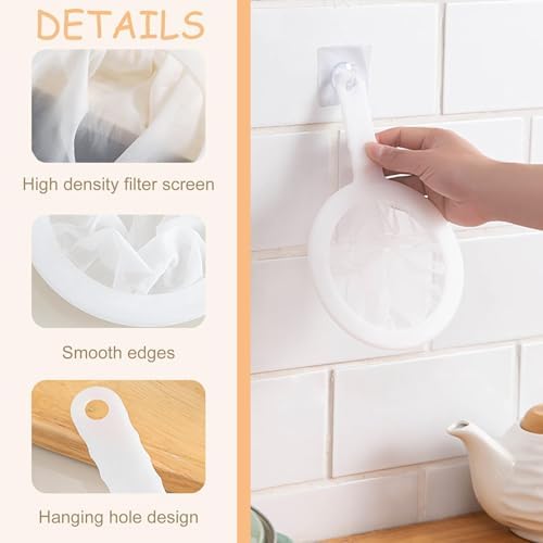 Fine Mesh Strainer with Handle, Nylon Filter Sieve