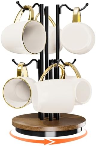 6-Hook 360° Rotating Large Coffee Mug Tree