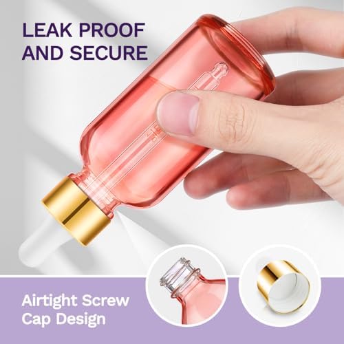 2 Pack Pink Glass Dropper Bottles 2 OZ