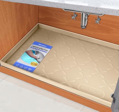 SIKADEER Waterproof Under Sink Mat 37" x 22" Silicone Mat Cabinet Protector