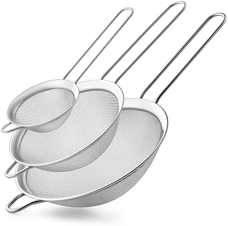 3 PCS Fine Mesh Strainer, Metal Wire Sieve