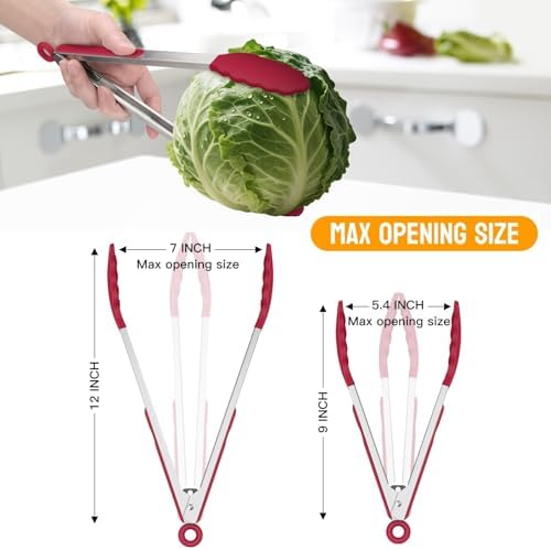 HOTEC Premium Stainless Steel Locking Kitchen Tongs