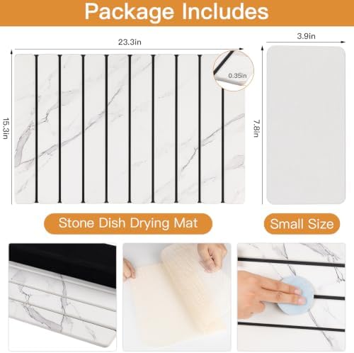 Stone Dish Drying Mat for Kitchen Upgrade Counter Mats Quick Dry