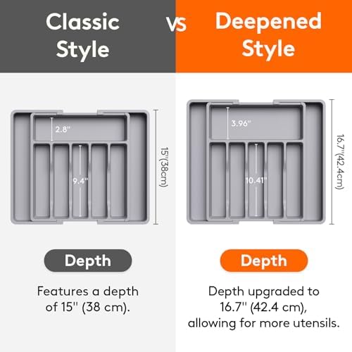 Lifewit Extra Large Silverware Drawer Organizer, Expandable Utensil Tray
