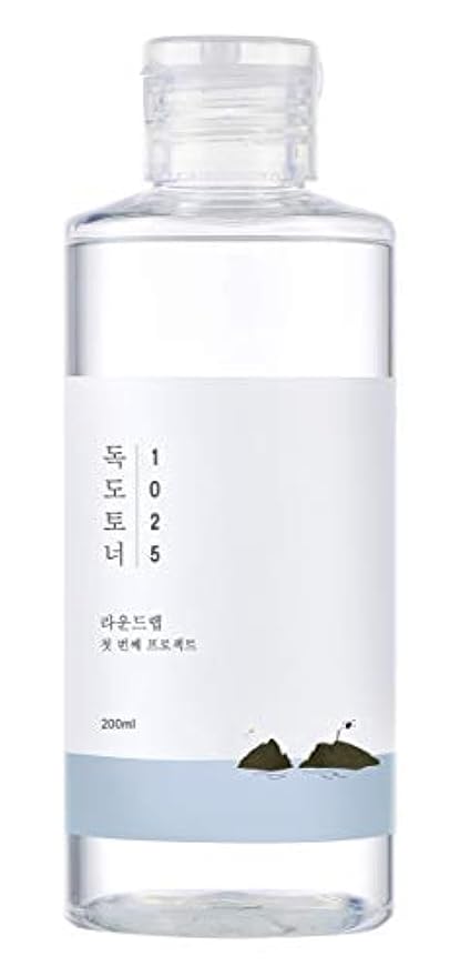 ROUND LAB 1025 Dokdo Toner 6.76 Fl Oz, Oil Control and Reduces Excess Sebum, Gentle Exfoliating Facial Toner, Deep Sea Water for Moisturization, Soft Finish Without Stickiness, Korean Skin Care