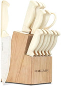 14-Piece Cream Kitchen Knife Block Set