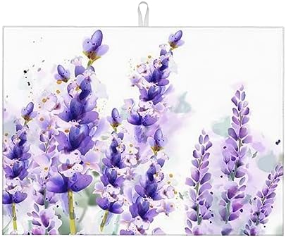 Lavender Dish Drying Mat For Kitchen Counter, Super Absorbent Microfiber Dish