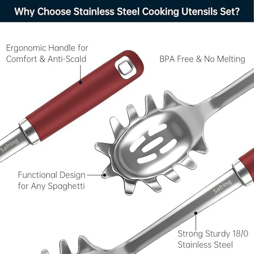 Safring Stainless Steel Soup Ladle and Spaghetti Spoon Set, Heat Resistant