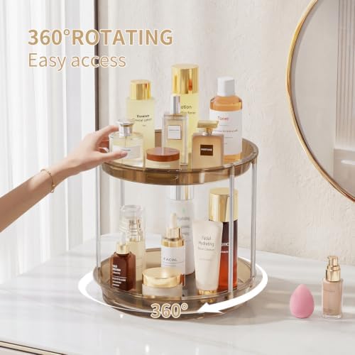 Rotating Makeup Organizer, Perfume Skincare Holder, 2 Tier 9 Inch