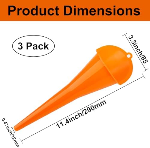 3-Pack Long-Neck Oil Funnels, Gas & Transmission Fluid