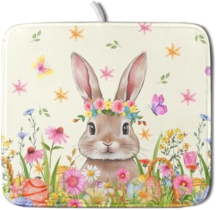Easter Dish Drying Mat for Kitchen Counter Spring Easter Holiday Dish Drying