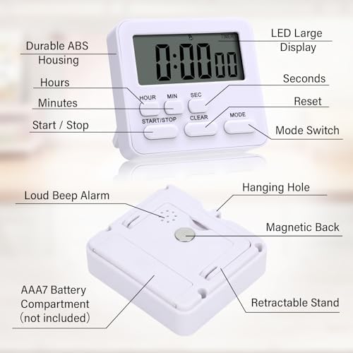 Leumoi 2 Pcs Digital Kitchen Timer 24 Hour Alarm