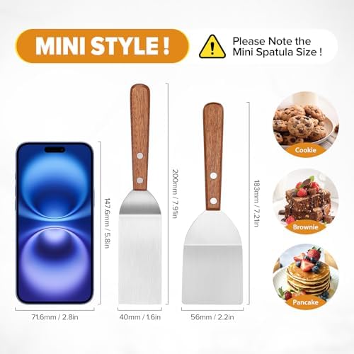 Small Mini Tiny Metal Spatula Turner Set