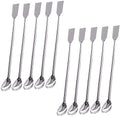 TIHOOD 10PCS 2 in 1 Stainless Steel Lab Spoon Spatula/Laboratory Sampling Spoon