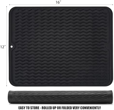 Silicone Dish Drying Mat, Non-Slip Easy Clean Sink Mat