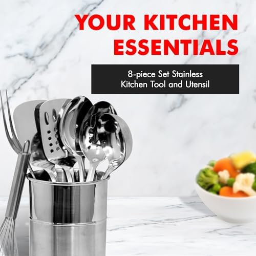 Chef Craft - 8 Piece Stainless Steel Kitchen Utensils Set