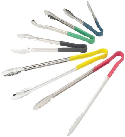 Winco 9" Blue Stainless Steel Serving Tongs