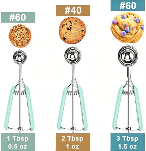 HOMURE H Cookie Scoop Set, Include 1 Tbsp/2 Tbsp/3 Tbsp, Cookie Dough Scoop
