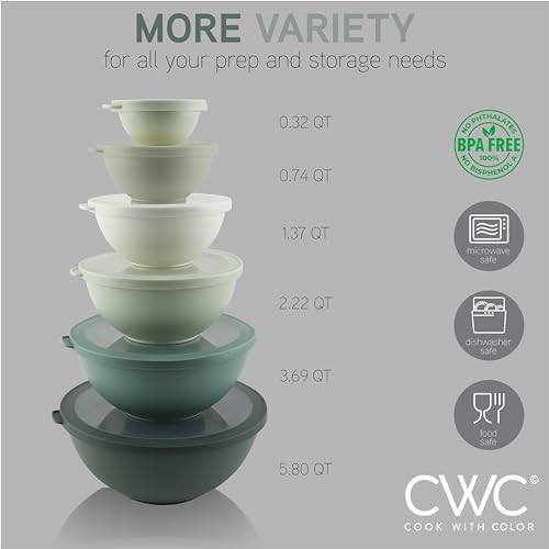 COOK WITH COLOR Mixing Bowls with TPR Lids