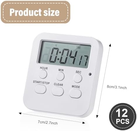 Weewooday 12 Pcs Digital Kitchen Magnetic Timer Bulk Classroom Count up