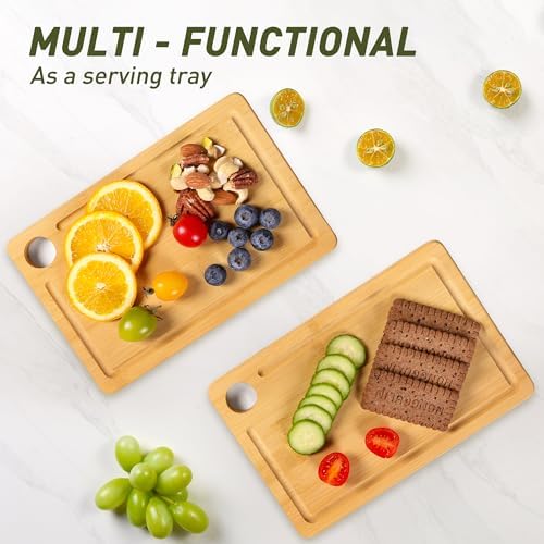 2 Pack Small Bamboo Wood Cutting Board