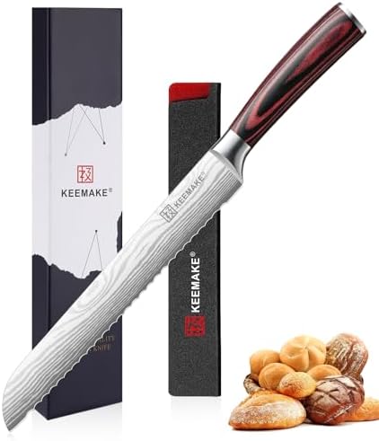 KEEMAKE 8 Inch Bread Knife for Homemade Bread, Serrated Sourdough Knife