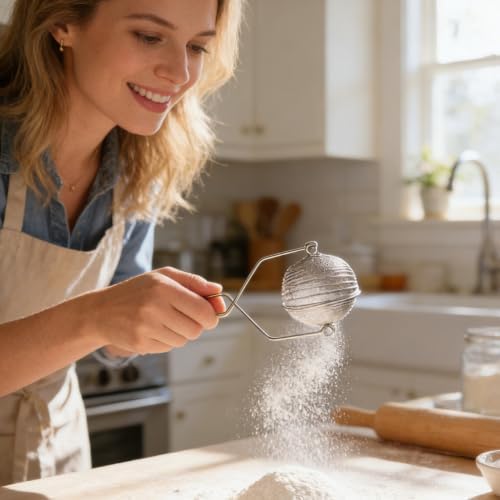 Cabilock Stainless Steel Flour Sieve Handheld Mesh Flour Sifter